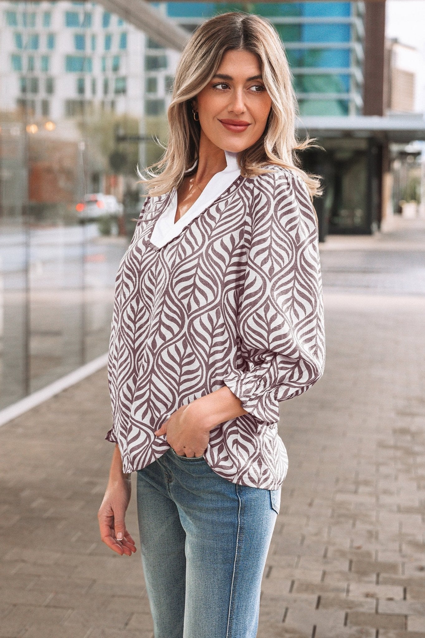 Phoebe Collar Puff Sleeve Top - Hello Beautiful BoutiqueBlouses & ShirtsThreaded Pear
