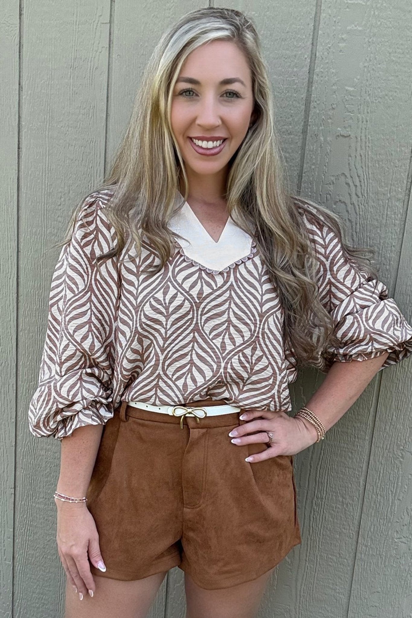 Phoebe Collar Puff Sleeve Top - Hello Beautiful BoutiqueBlouses & ShirtsThreaded Pear
