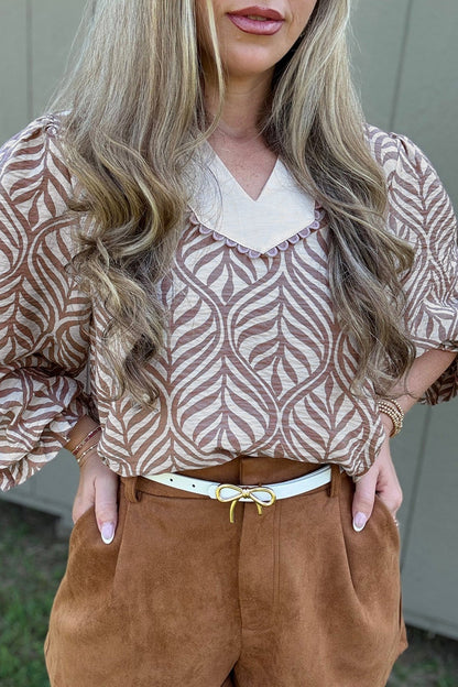 Phoebe Collar Puff Sleeve Top - Hello Beautiful BoutiqueBlouses & ShirtsThreaded Pear