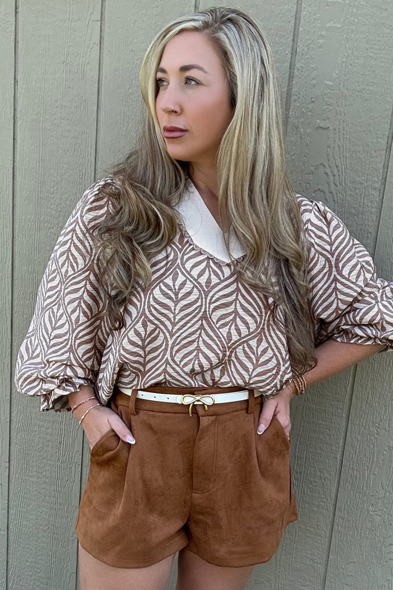 Phoebe Collar Puff Sleeve Top - Hello Beautiful BoutiqueBlouses & ShirtsThreaded Pear