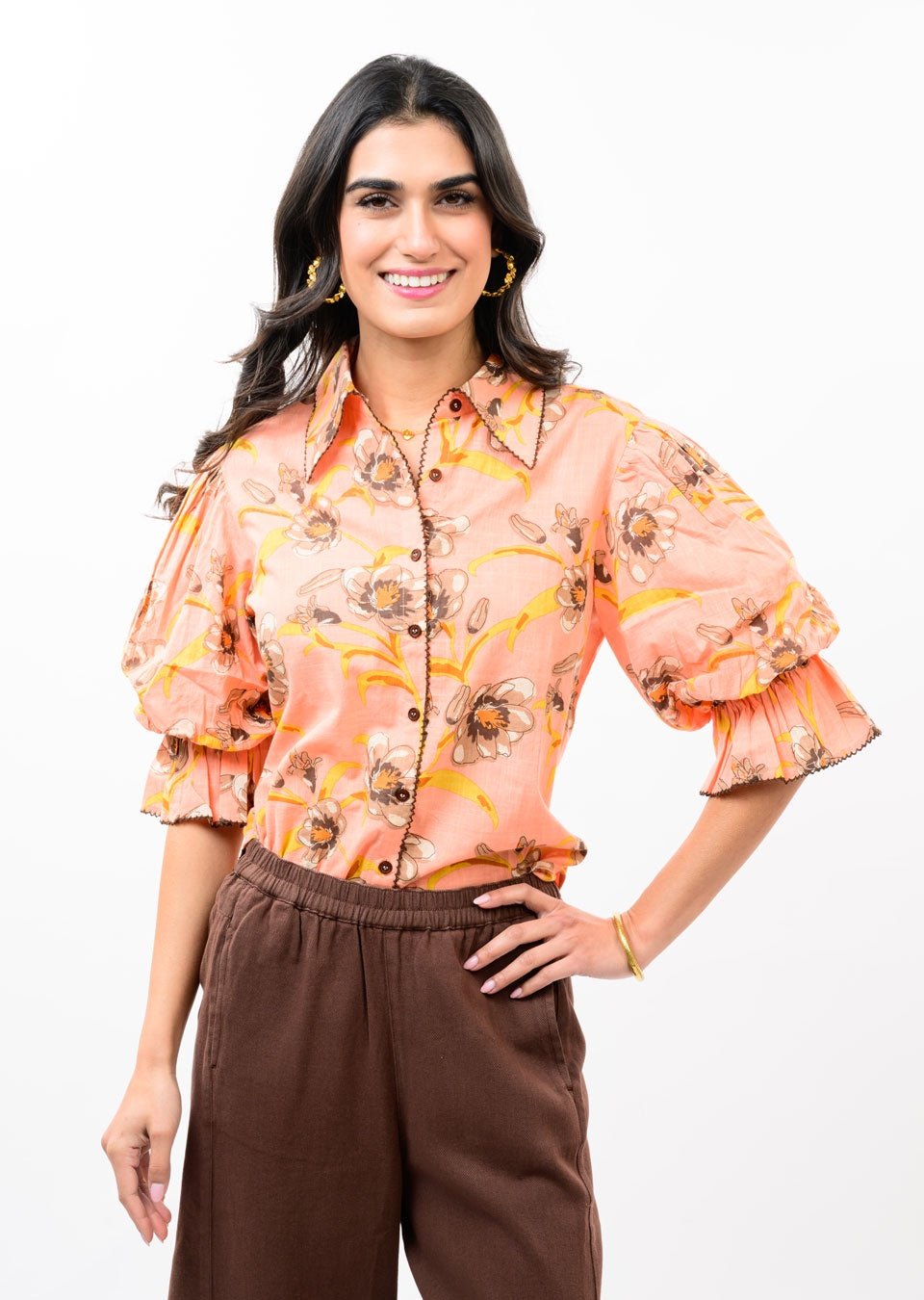 Pointed Collar Floral Shirt 621612 - Hello Beautiful BoutiqueTopUncle Frank