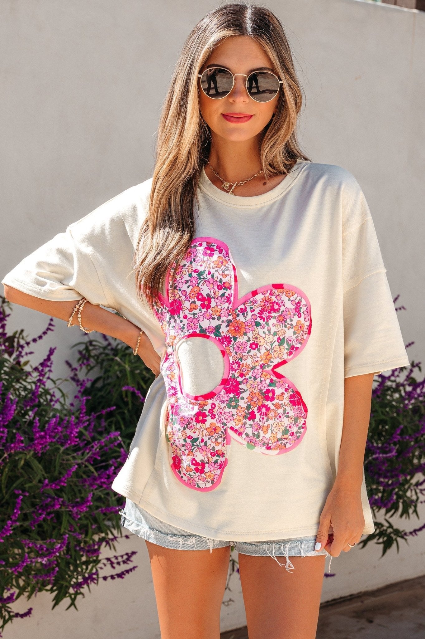 Poppy Big Flower Oversize Tee - Hello Beautiful BoutiqueTops & TeesThreaded Pear