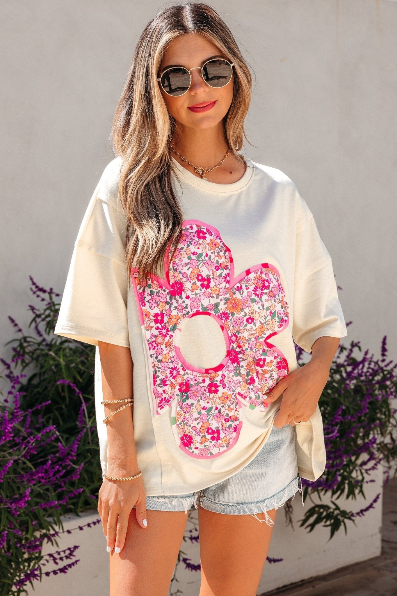 Poppy Big Flower Oversize Tee - Hello Beautiful BoutiqueTops & TeesThreaded Pear