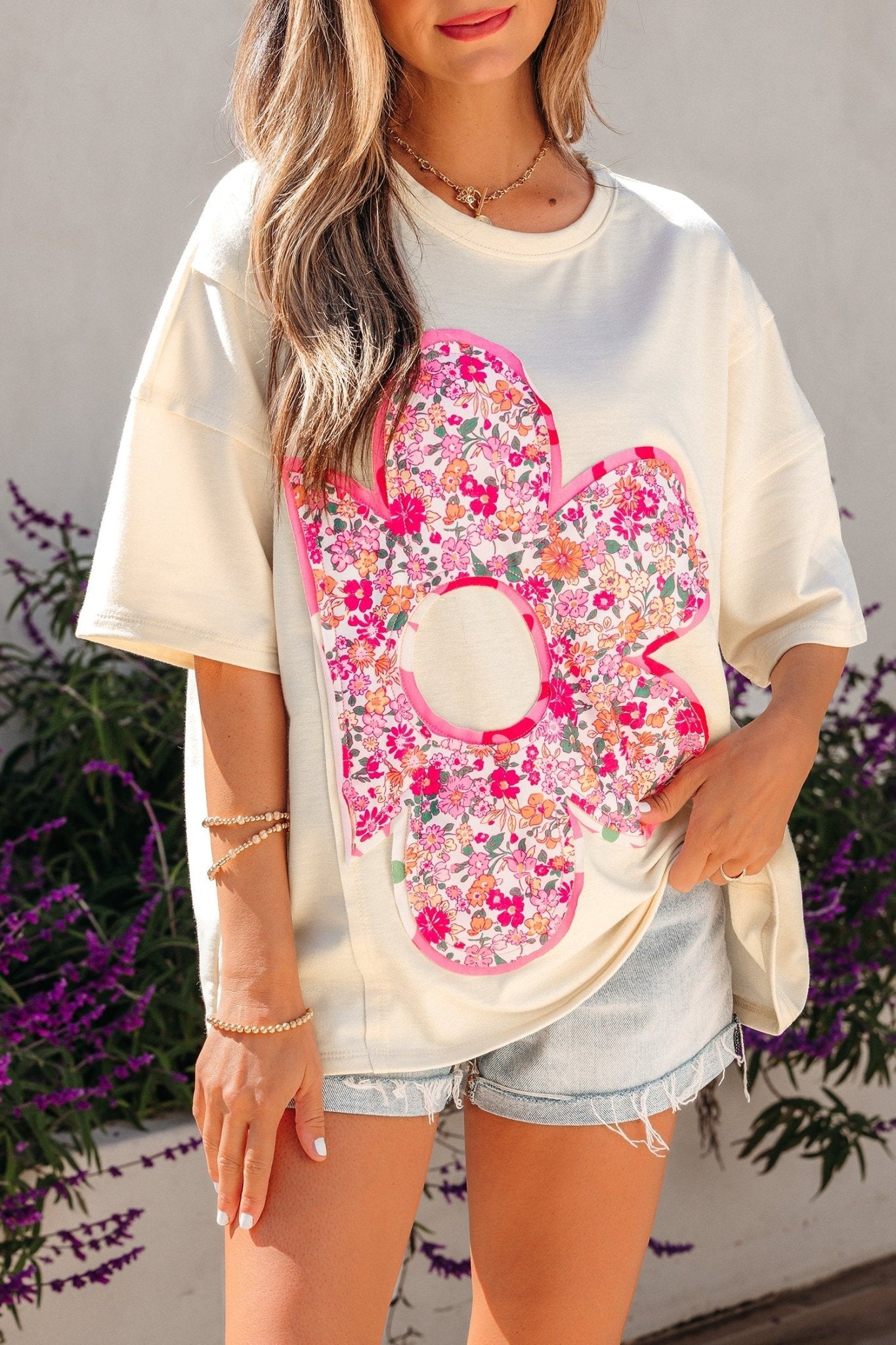 Poppy Big Flower Oversize Tee - Hello Beautiful BoutiqueTops & TeesThreaded Pear