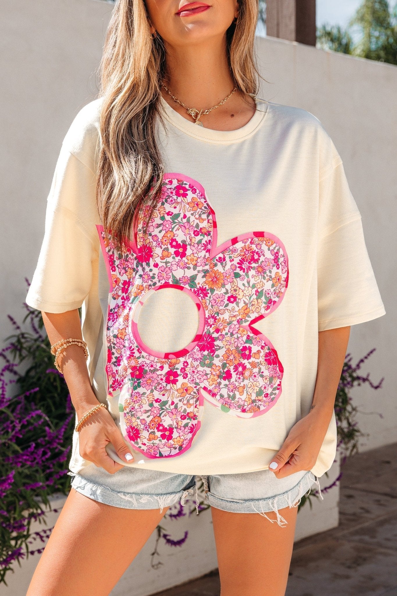 Poppy Big Flower Oversize Tee - Hello Beautiful BoutiqueTops & TeesThreaded Pear
