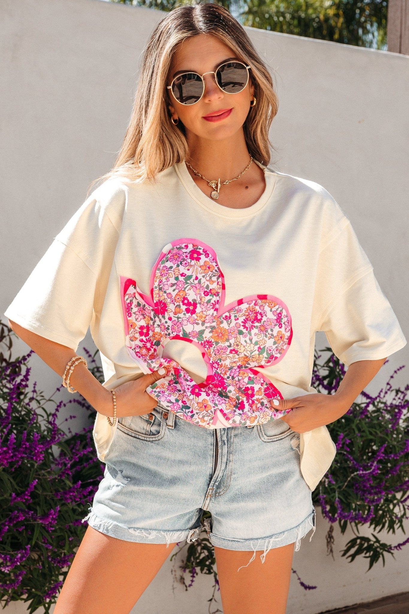 Poppy Big Flower Oversize Tee - Hello Beautiful BoutiqueTops & TeesThreaded Pear