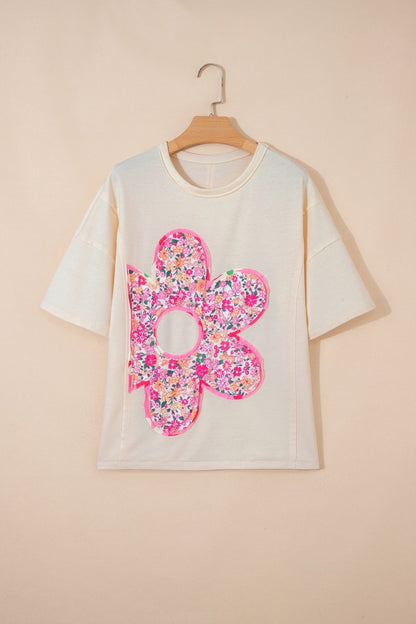 Poppy Big Flower Oversize Tee - Hello Beautiful BoutiqueTops & TeesThreaded Pear