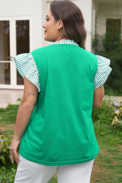 Presley Trim Flutter Sleeve PLUS Blouse - Hello Beautiful BoutiquePlus Size Blouses & ShirtsThreaded Pear