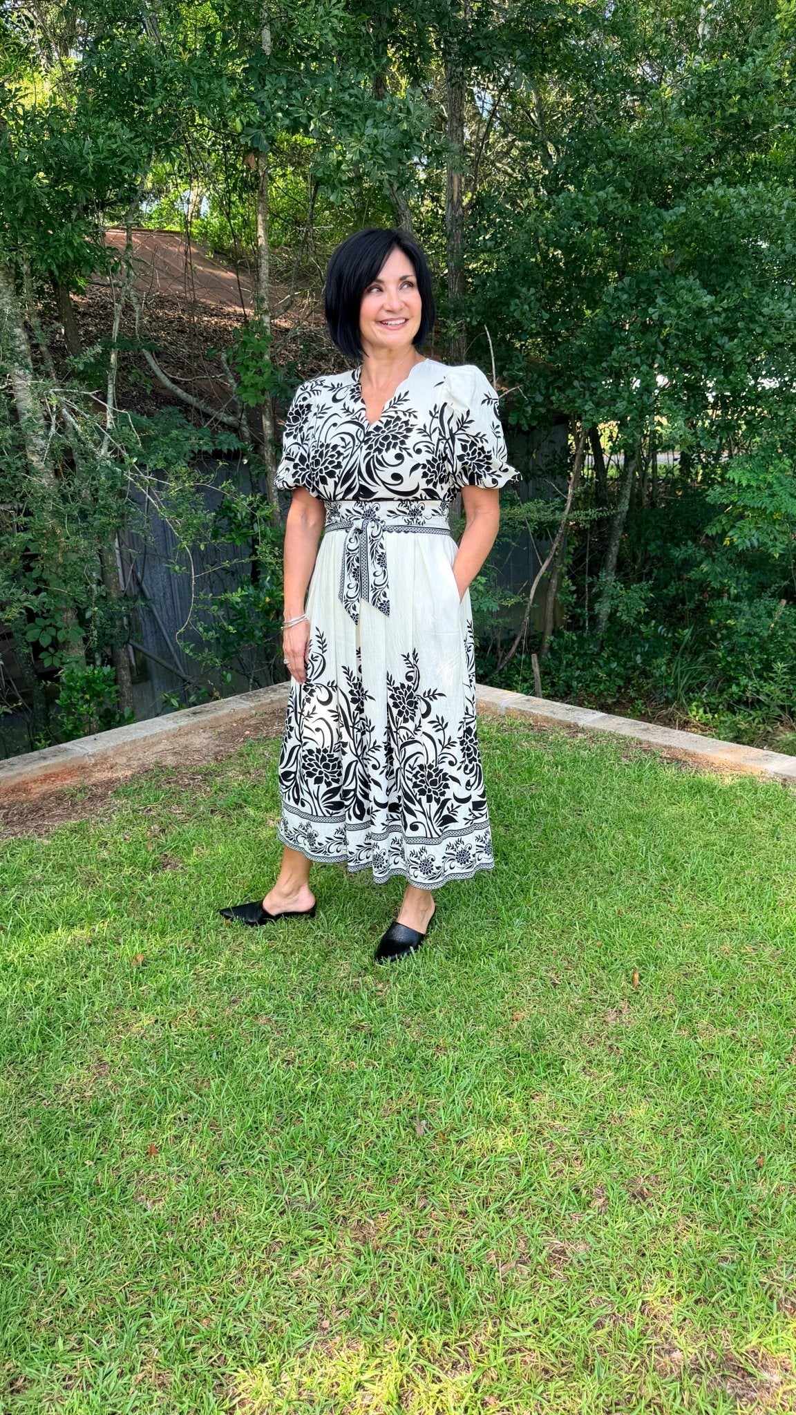 Printed Puff Sleeve Midi Dress - Hello Beautiful BoutiqueDressGigio