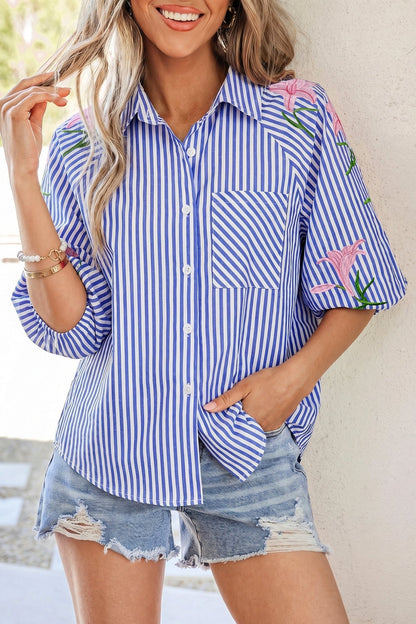 Promise Puff Sleeve Down Shirt - Hello Beautiful BoutiqueBlouses & ShirtsThreaded Pear