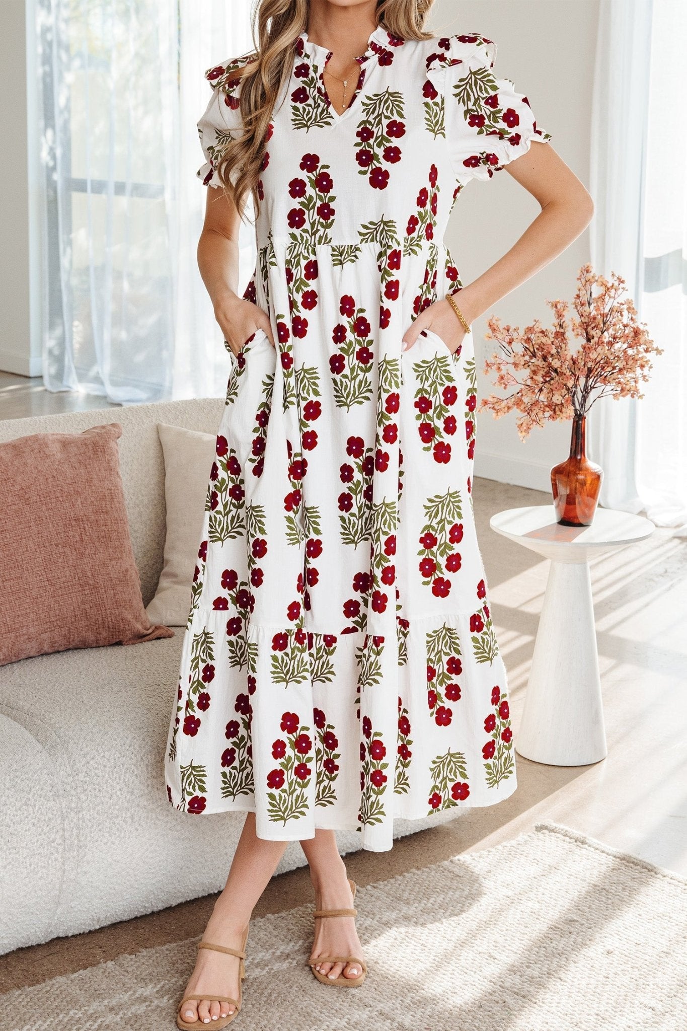 Promise Sleeve Tiered Maxi Dress - Hello Beautiful BoutiqueMaxi DressesThreaded Pear