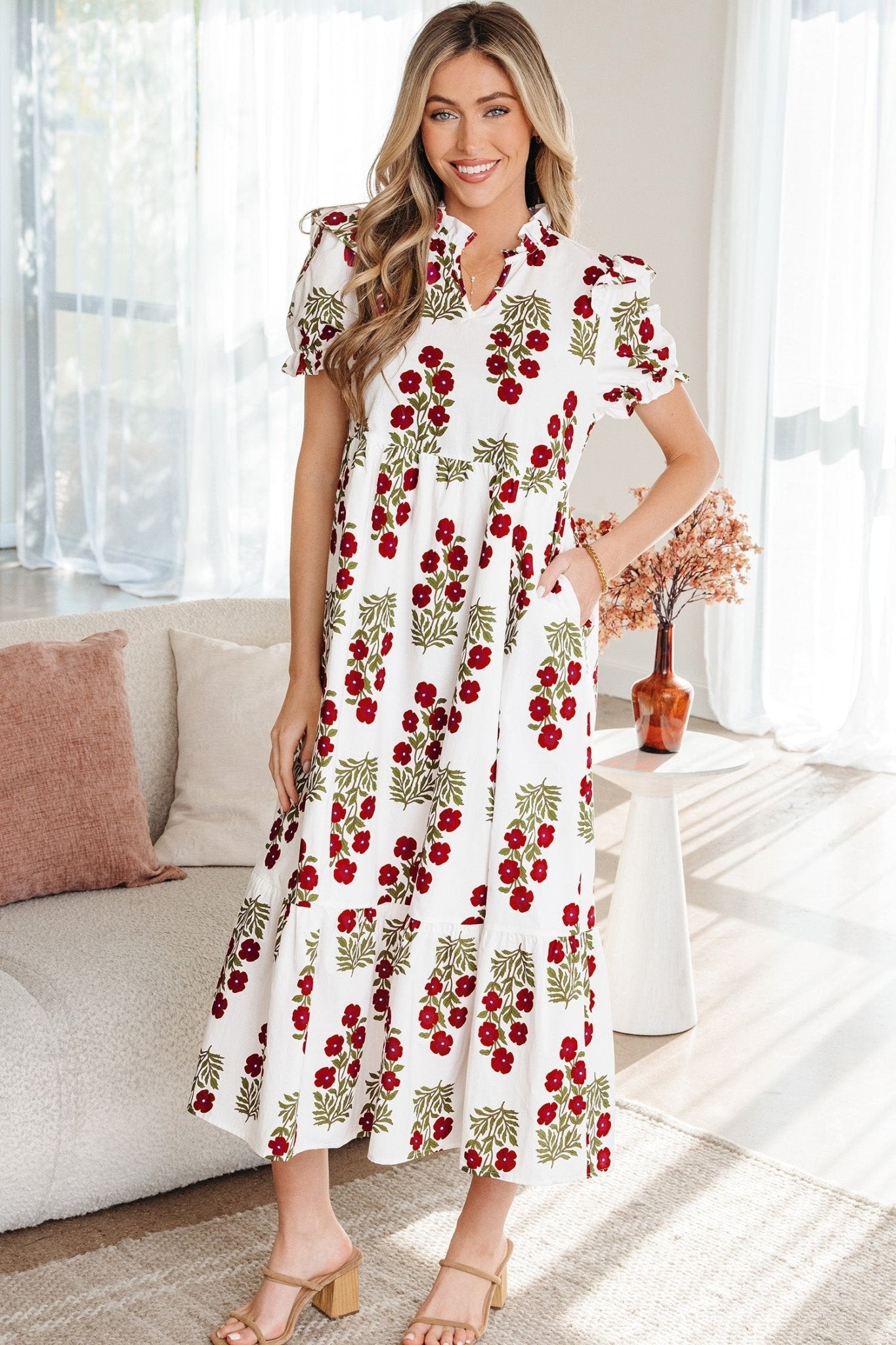 Promise Sleeve Tiered Maxi Dress - Hello Beautiful BoutiqueMaxi DressesThreaded Pear