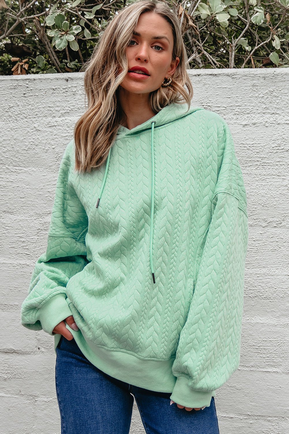 Promise Textured Baggy Solid Hoodie - Hello Beautiful BoutiqueSweatshirts & HoodiesThreaded Pear