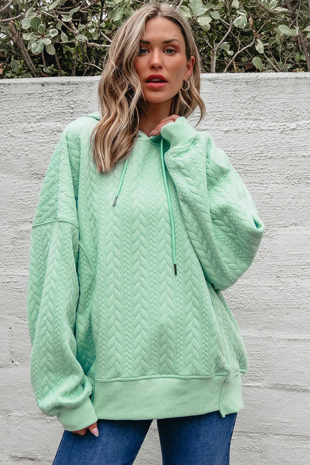 Promise Textured Baggy Solid Hoodie - Hello Beautiful BoutiqueSweatshirts & HoodiesThreaded Pear