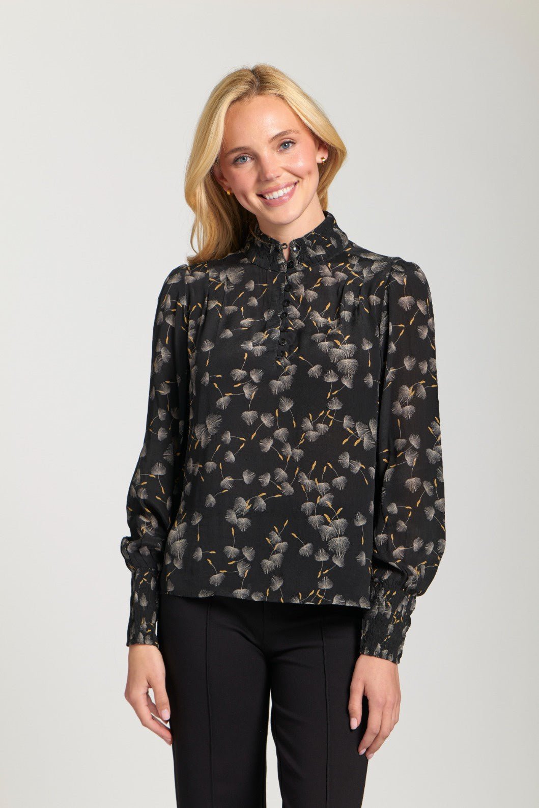 Puff Sleeve Blouse w/ Ruched Detail T47P/C 157D - Hello Beautiful BoutiqueTopAPNY