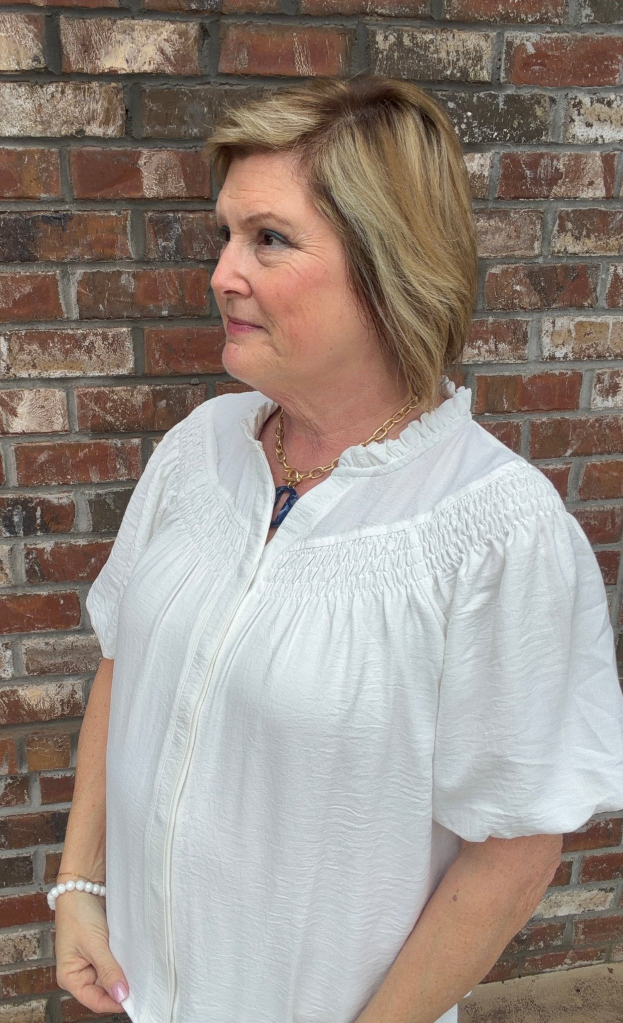 Puff Sleeve Button Down Blouse TE1860 - Hello Beautiful BoutiqueTopGigio