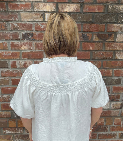 Puff Sleeve Button Down Blouse TE1860 - Hello Beautiful BoutiqueTopGigio