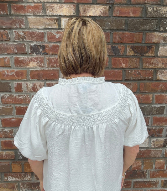 Puff Sleeve Button Down Blouse TE1860 - Hello Beautiful BoutiqueTopGigio