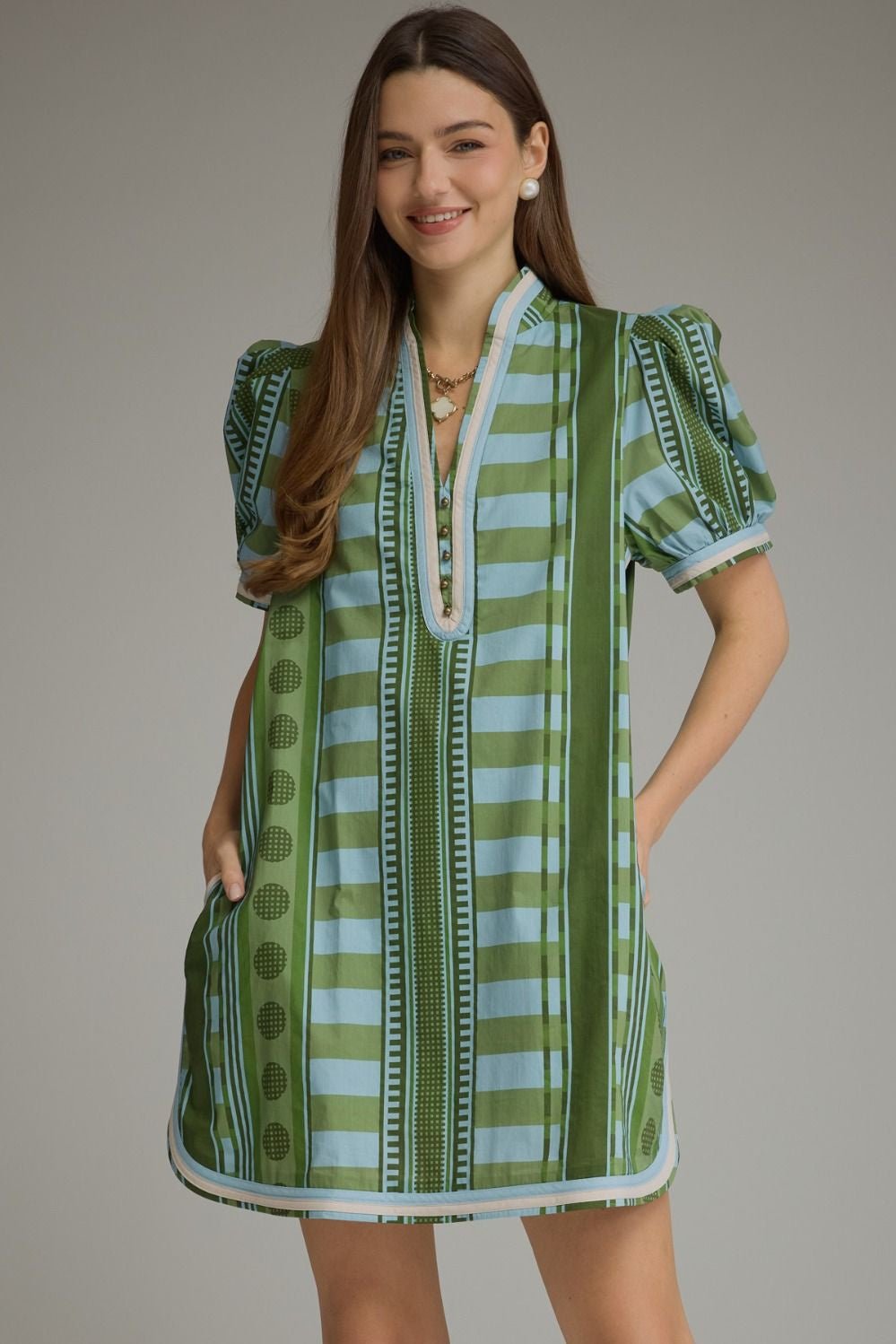 Puff Sleeve Mini Dress D33200 - Hello Beautiful BoutiqueDress/ MiniEntro
