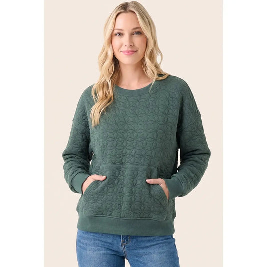 Quilted Kangaroo Pocket Sweatshirt - Hello Beautiful BoutiqueLounge/ ActiveStaccato