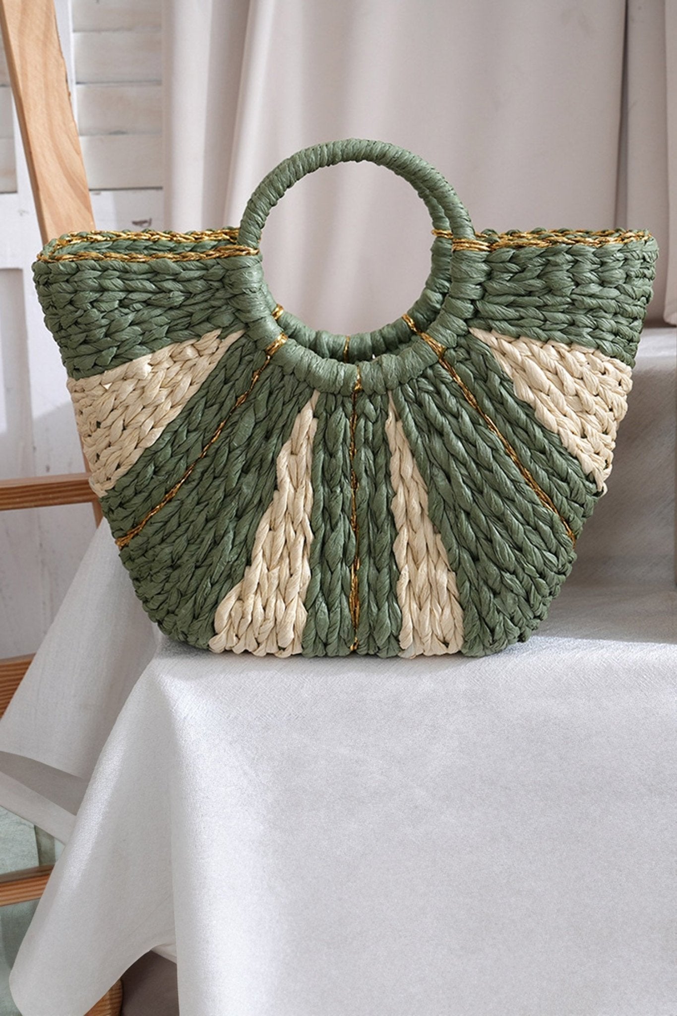 Rachel Handwoven Straw tote Bag - Hello Beautiful BoutiqueHandbagsThreaded Pear