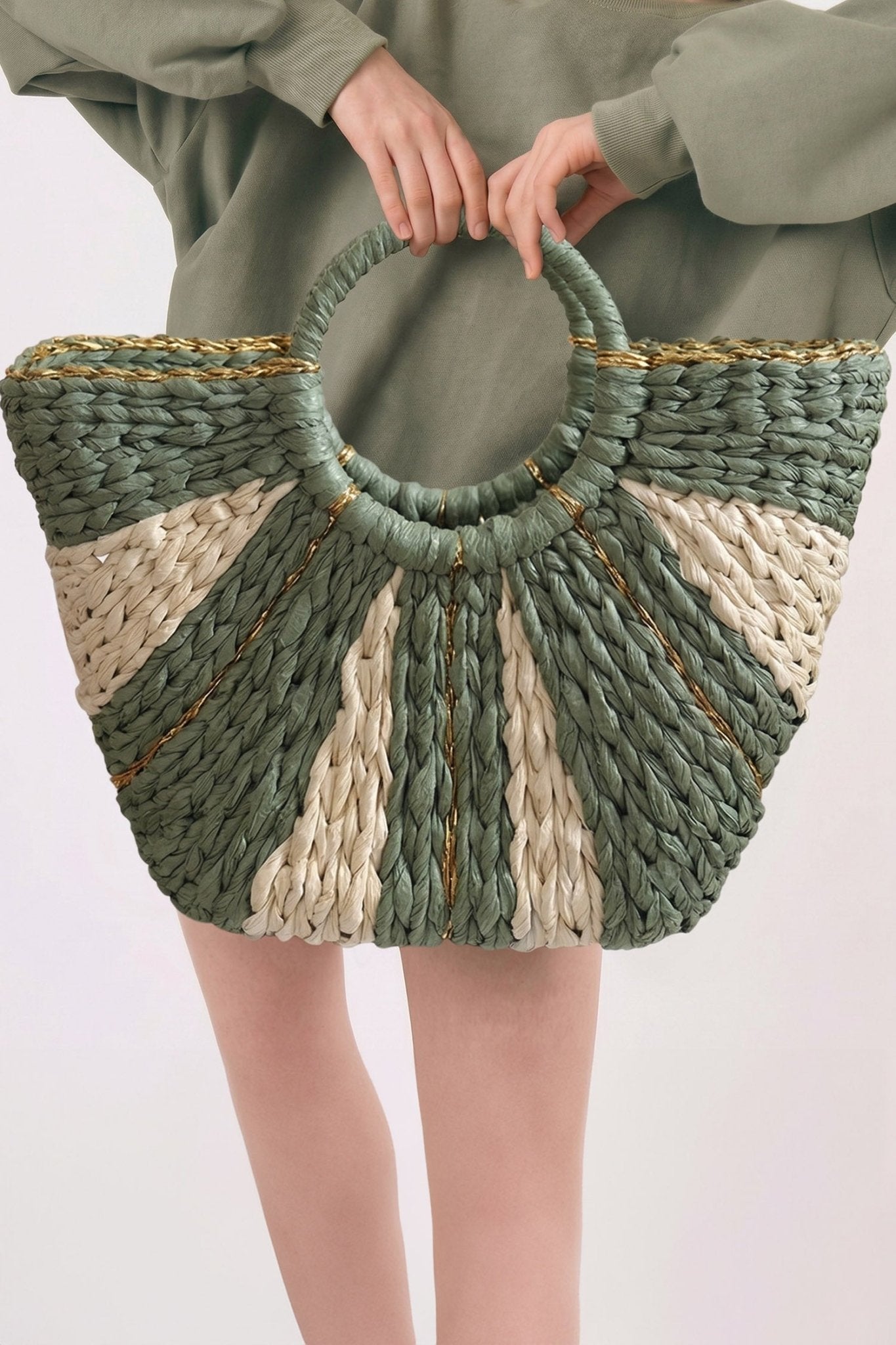 Rachel Handwoven Straw tote Bag - Hello Beautiful BoutiqueHandbagsThreaded Pear
