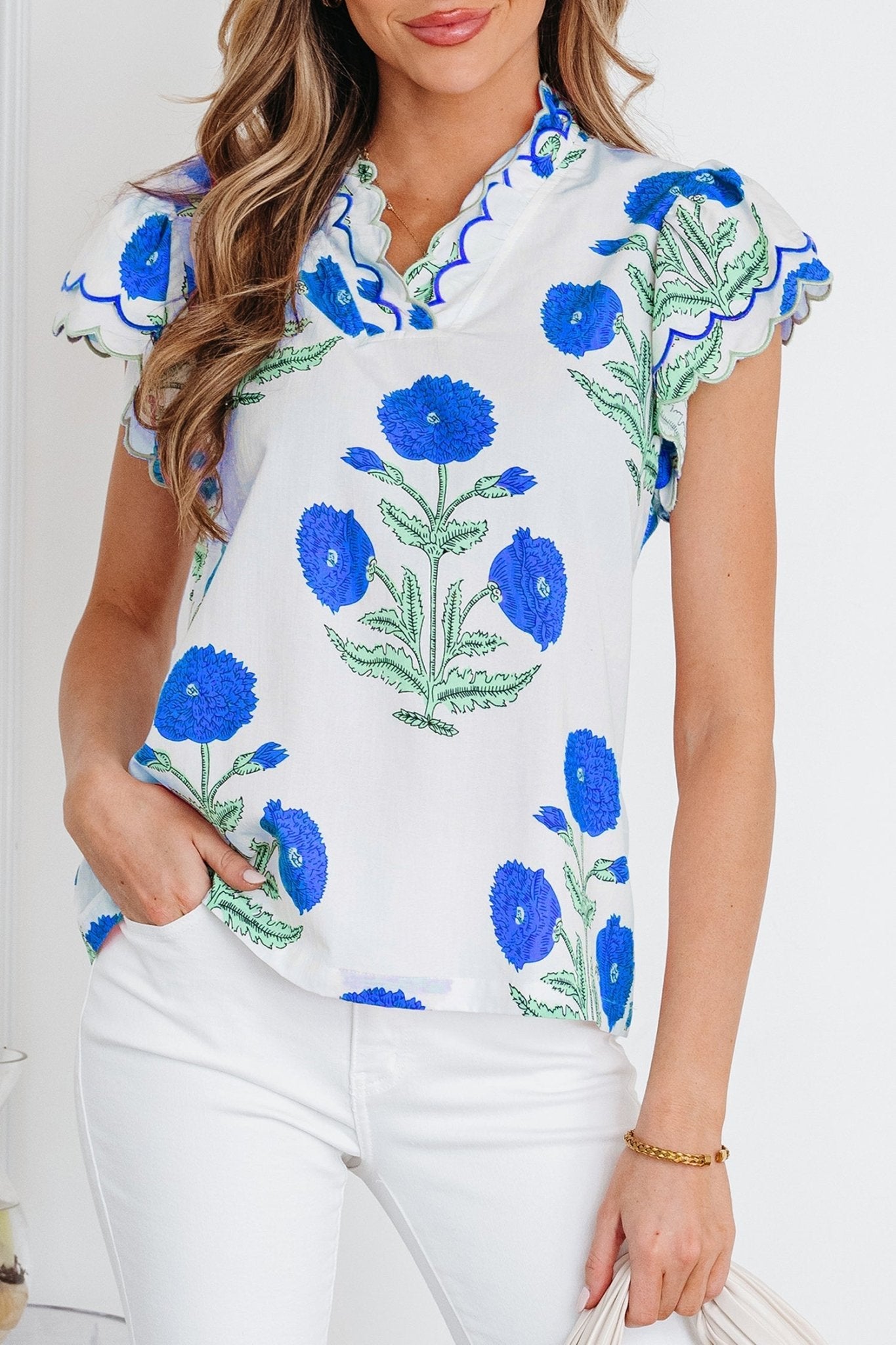 Raegan Detail Short Sleeve Blouse - Hello Beautiful BoutiqueBlouses & ShirtsThreaded Pear