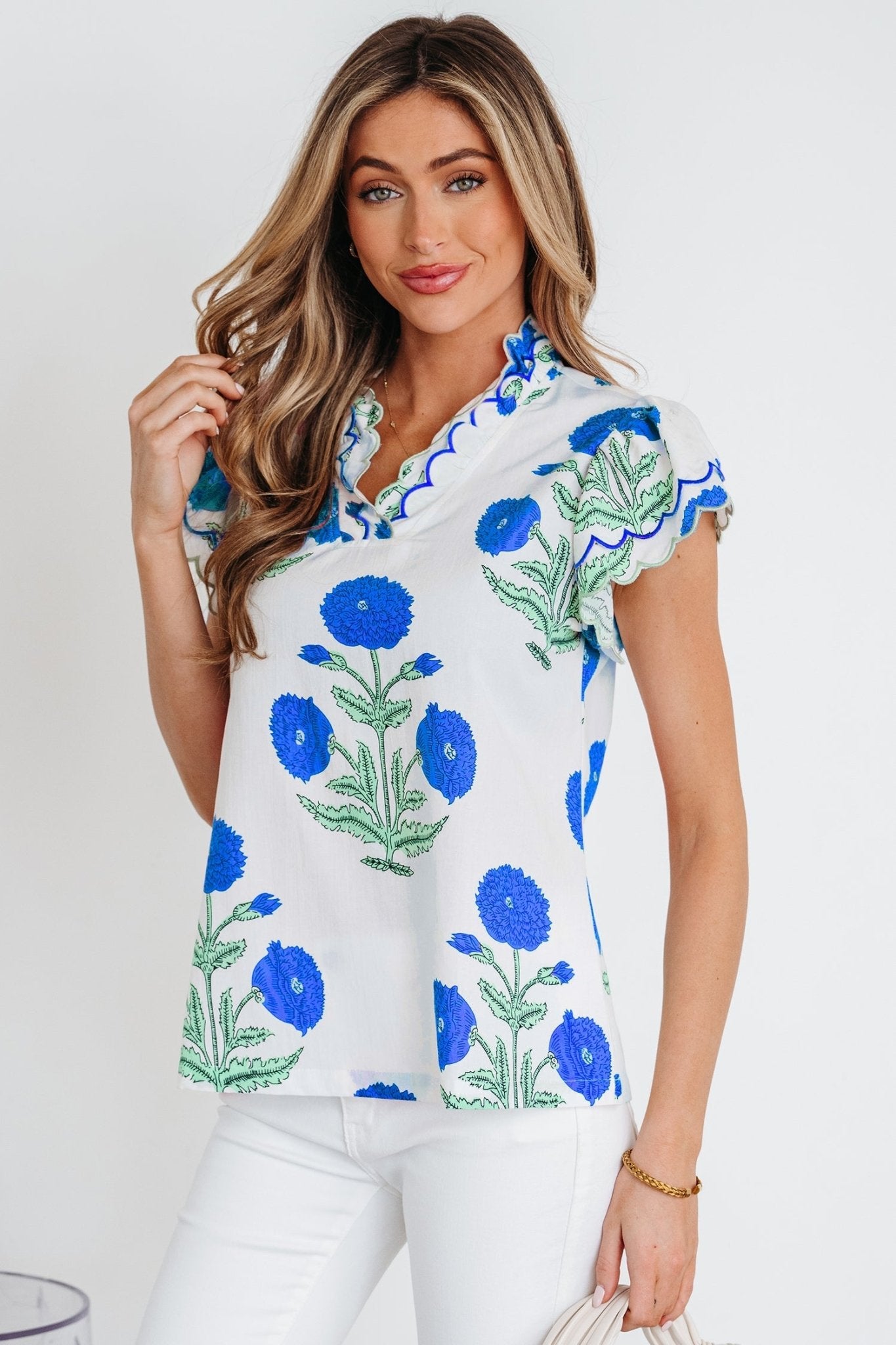 Raegan Detail Short Sleeve Blouse - Hello Beautiful BoutiqueBlouses & ShirtsThreaded Pear