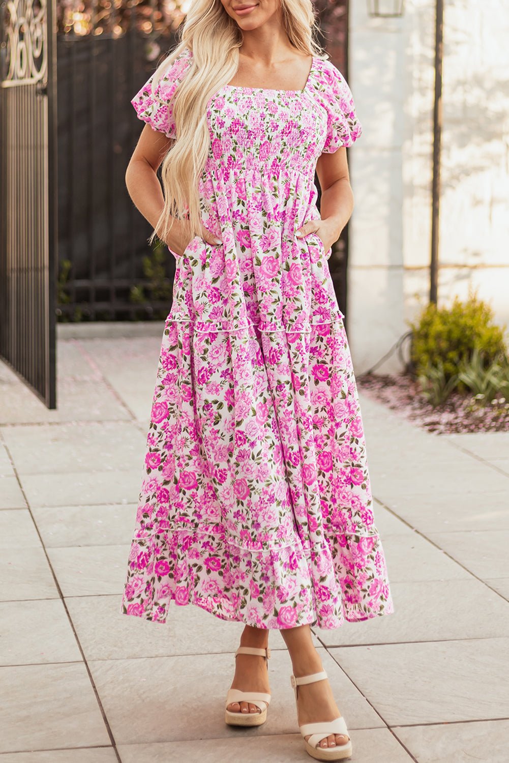 Raina Sleeve Flowy Long Dress - Hello Beautiful BoutiqueMaxi DressesThreaded Pear