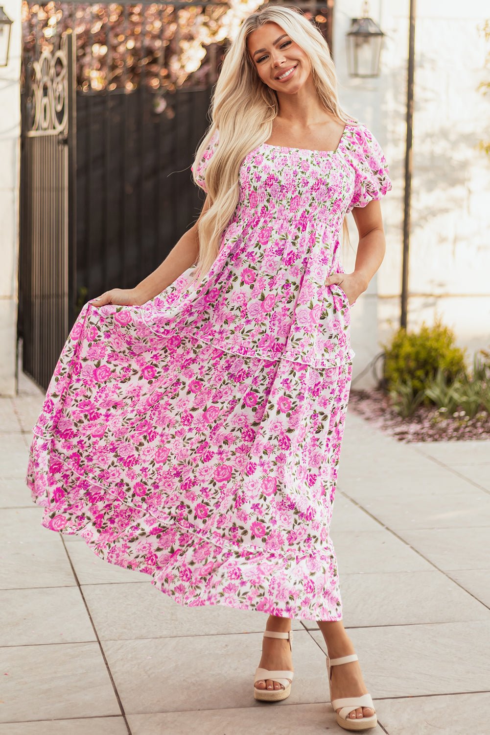 Raina Sleeve Flowy Long Dress - Hello Beautiful BoutiqueMaxi DressesThreaded Pear