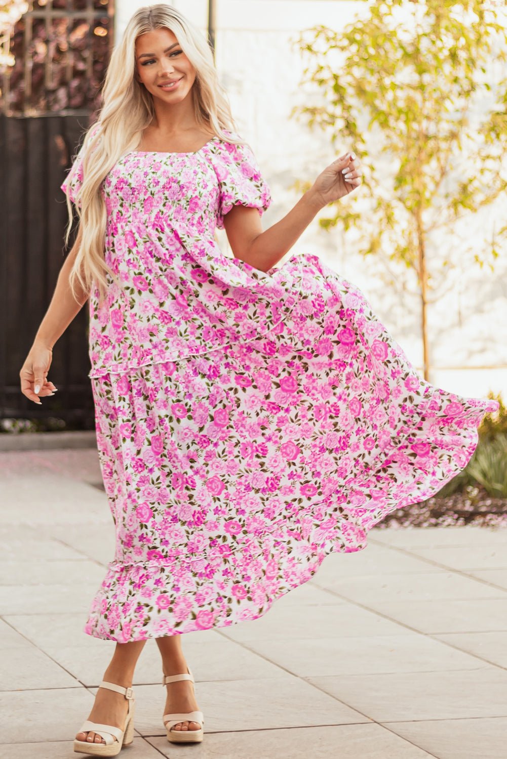 Raina Sleeve Flowy Long Dress - Hello Beautiful BoutiqueMaxi DressesThreaded Pear