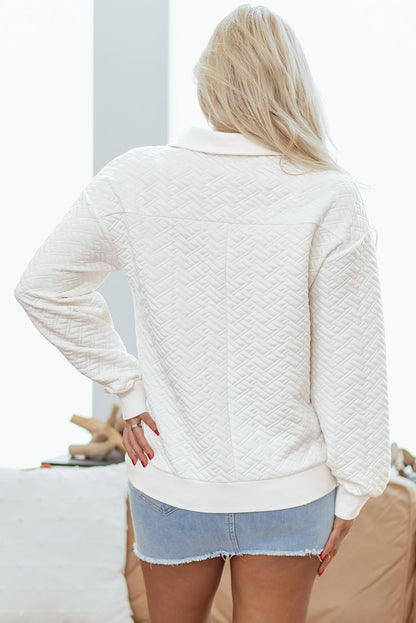 Raina Textured Collared Pullover - Hello Beautiful BoutiqueSweatshirts & HoodiesThreaded Pear