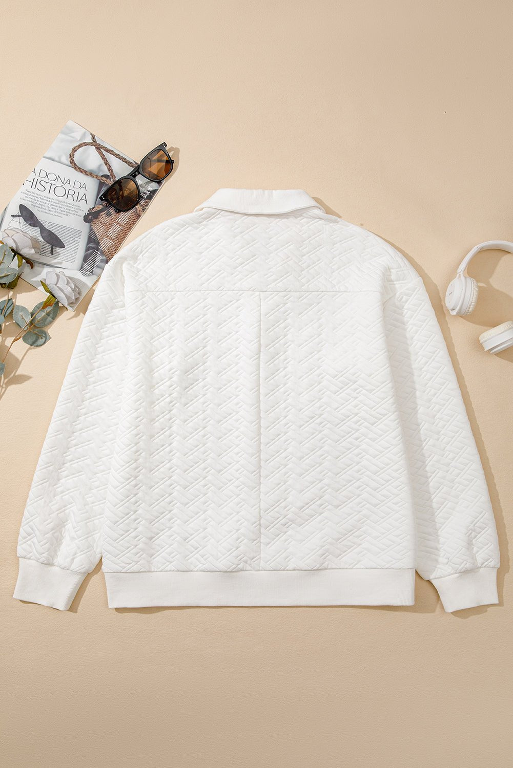Raina Textured Collared Pullover - Hello Beautiful BoutiqueSweatshirts & HoodiesThreaded Pear