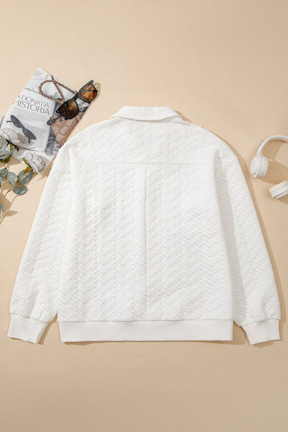 Raina Textured Collared Pullover - Hello Beautiful BoutiqueSweatshirts & HoodiesThreaded Pear