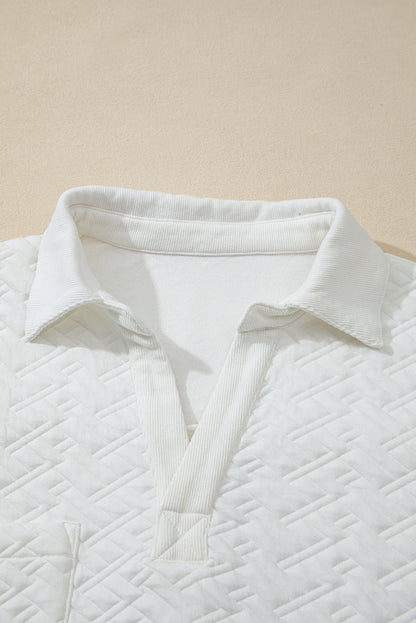 Raina Textured Collared Pullover - Hello Beautiful BoutiqueSweatshirts & HoodiesThreaded Pear