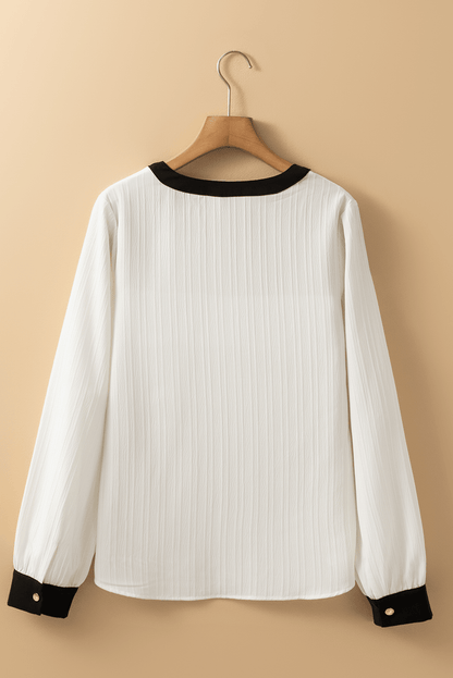 Ramila Textured Colorblock Elegant Blouse - Hello Beautiful BoutiqueBlouses & ShirtsThreaded Pear