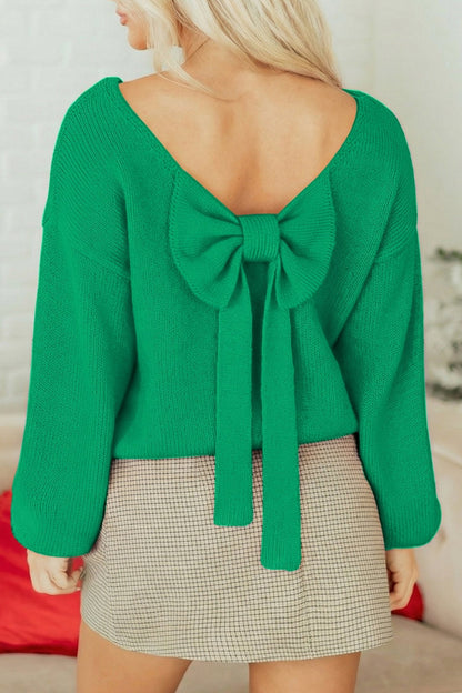 Raven Backless Bubble Sleeve Sweater - Hello Beautiful BoutiqueSweatersThreaded Pear