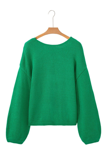 Raven Backless Bubble Sleeve Sweater - Hello Beautiful BoutiqueSweatersThreaded Pear
