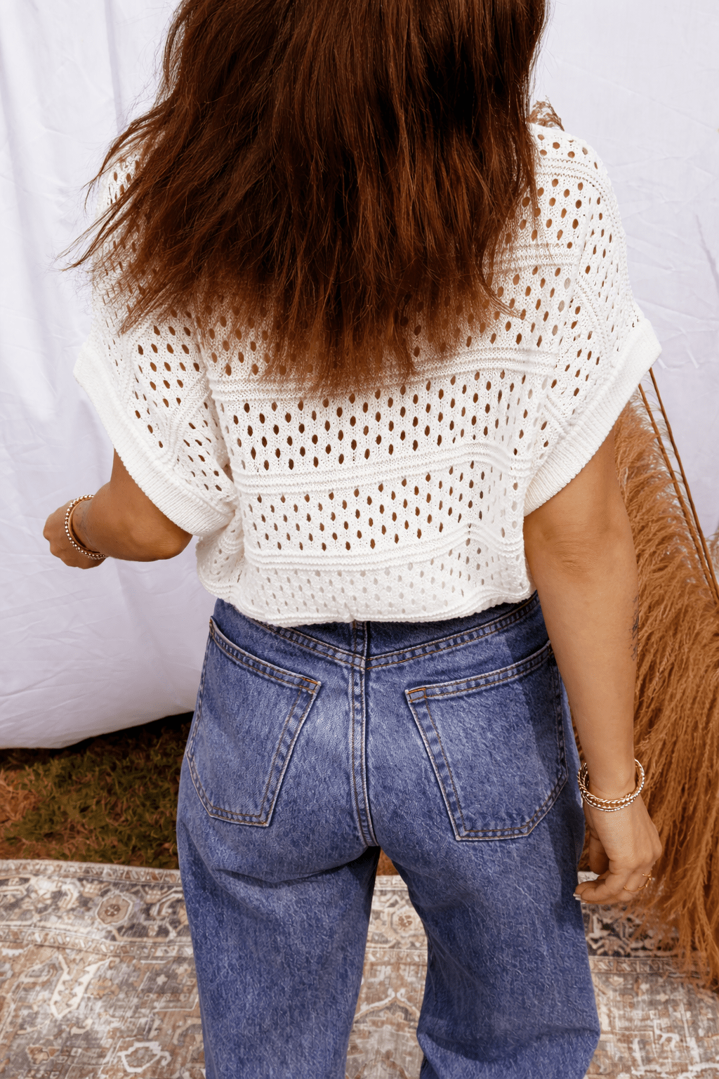 Rayna Out Knit Dolman Sweater - Hello Beautiful BoutiqueShort Sleeve SweatersThreaded Pear
