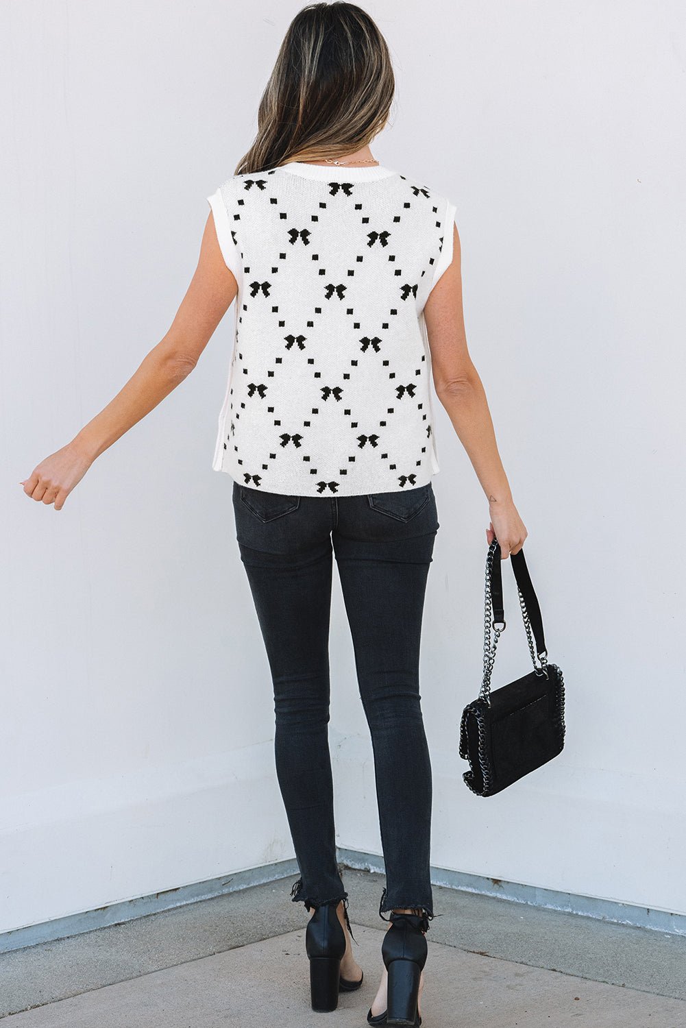Reagan Pattern Side Cropped Sweater - Hello Beautiful BoutiqueSweater VestsThreaded Pear