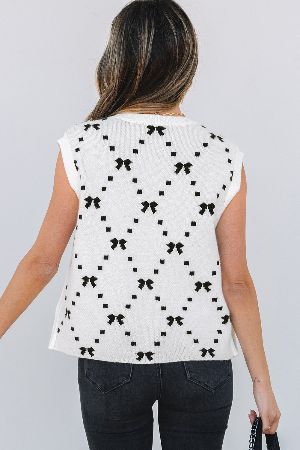 Reagan Pattern Side Cropped Sweater - Hello Beautiful BoutiqueSweater VestsThreaded Pear