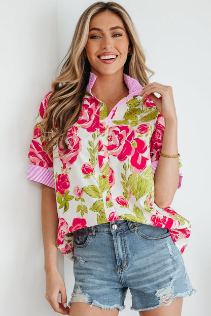 Rebekah Collar Short Sleeve Shirt - Hello Beautiful BoutiqueBlouses & ShirtsThreaded Pear