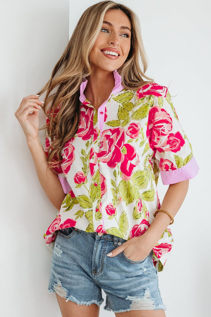 Rebekah Collar Short Sleeve Shirt - Hello Beautiful BoutiqueBlouses & ShirtsThreaded Pear