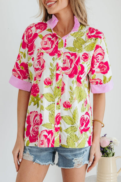 Rebekah Collar Short Sleeve Shirt - Hello Beautiful BoutiqueBlouses & ShirtsThreaded Pear