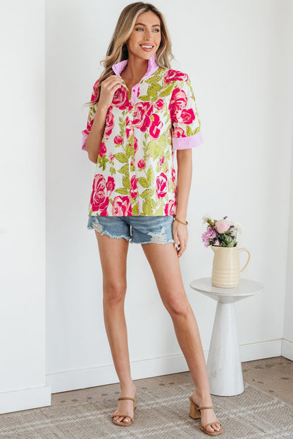 Rebekah Collar Short Sleeve Shirt - Hello Beautiful BoutiqueBlouses & ShirtsThreaded Pear