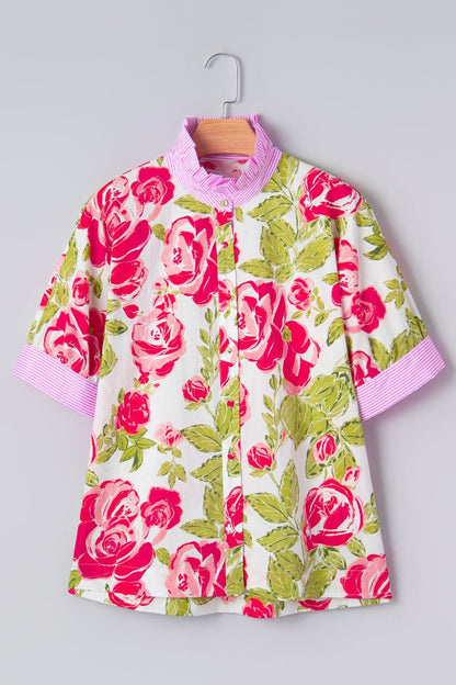 Rebekah Collar Short Sleeve Shirt - Hello Beautiful BoutiqueBlouses & ShirtsThreaded Pear