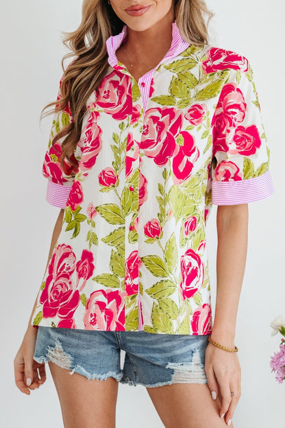 Rebekah Collar Short Sleeve Shirt - Hello Beautiful BoutiqueBlouses & ShirtsThreaded Pear