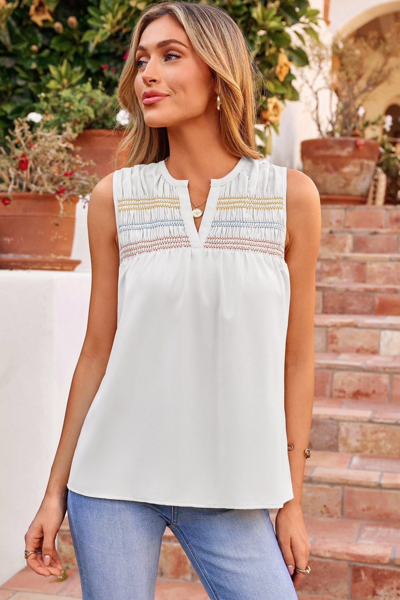 Rebekah Stitch Sleeveless Shift Top - Hello Beautiful BoutiqueTops & TeesThreaded Pear