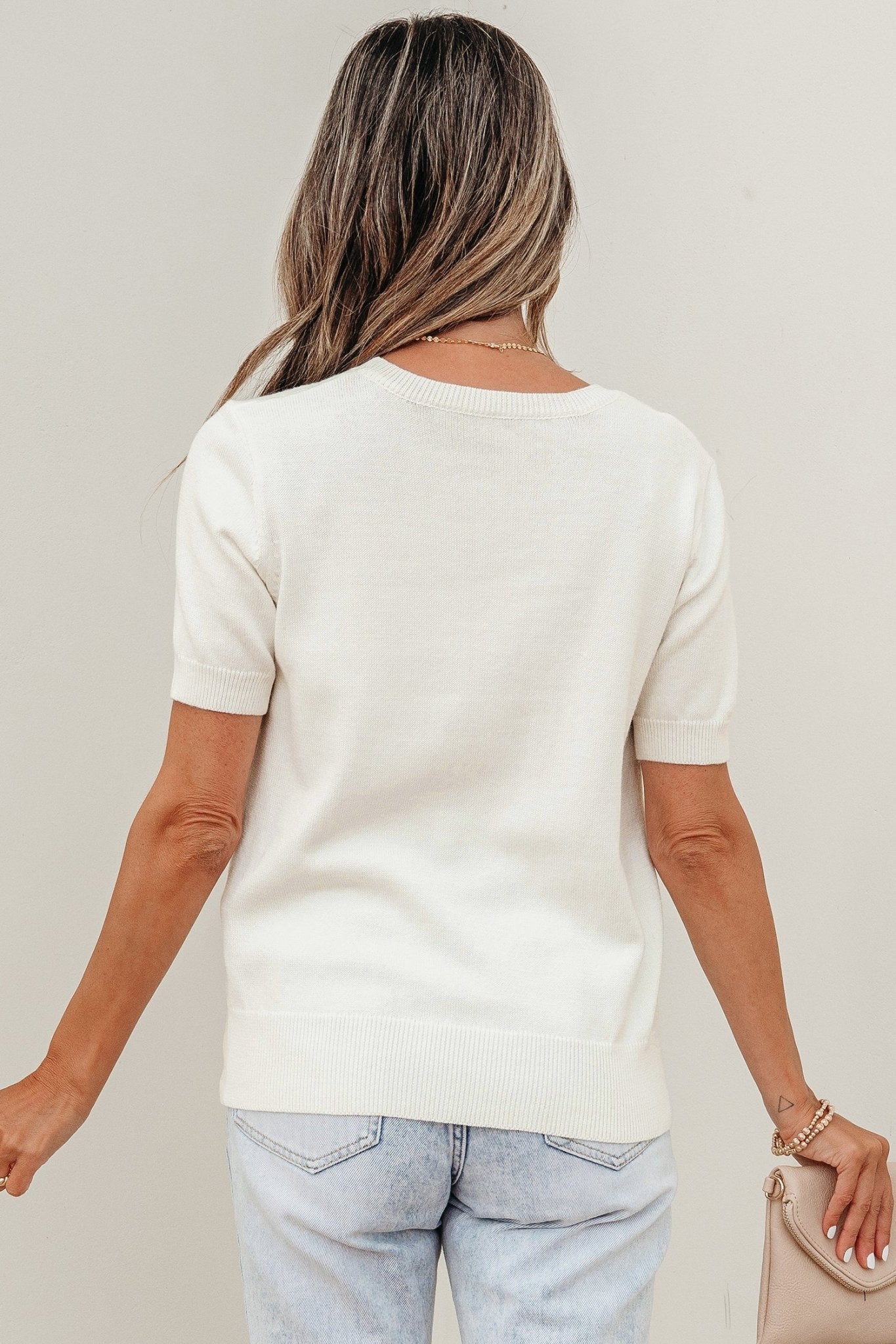 Regina Printed Short Sleeve Sweater - Hello Beautiful BoutiqueShort Sleeve SweatersThreaded Pear