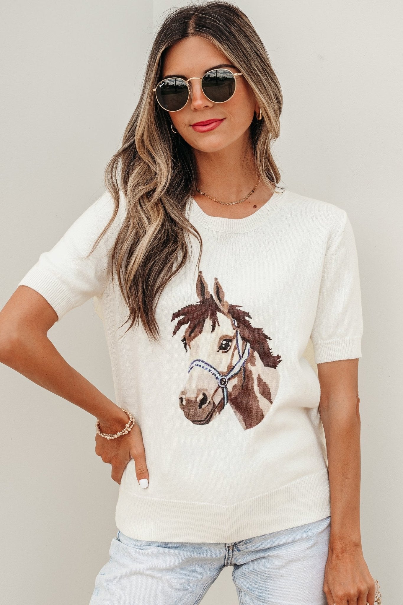 Regina Printed Short Sleeve Sweater - Hello Beautiful BoutiqueShort Sleeve SweatersThreaded Pear